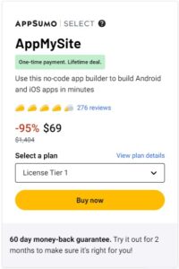 AppMySite Appsumo Lifetime Deals terms and conditions