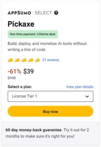 Pickaxe Ai Appsumo Lifetime Deals