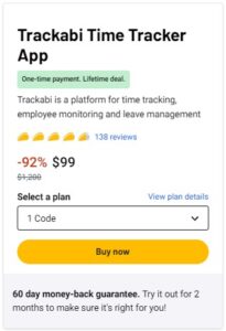 Trackabi Time Tracker App, Appsumo lifetime deals